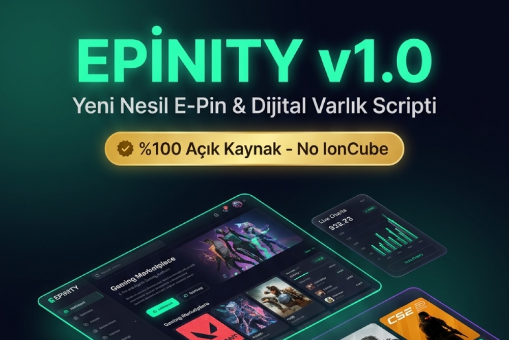 EPINITY v1.0 - E-Pin, Dijital Kod & C2C Oyun Pazarı Scripti